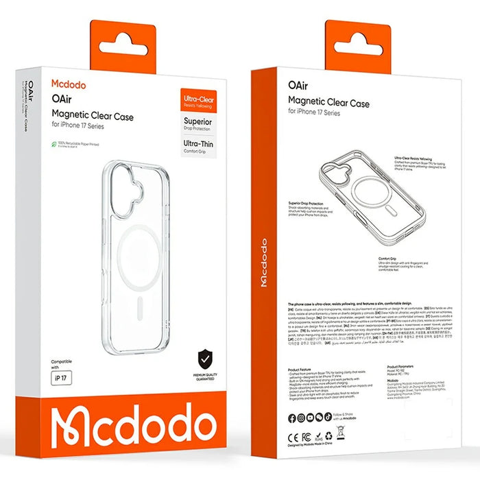 MCDODO PC-1820 for iPhone 17 Magnetic Case PC + TPU Protective Phone Cover - Transparent - 2