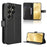 For Oukitel C26 Leather Wallet Case with Strap Diamond Texture Phone Cover - Black - 1