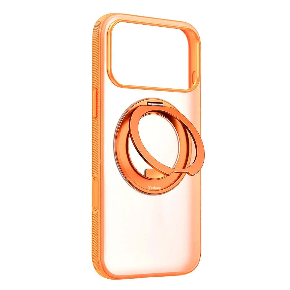 MCDODO PC-1874 for iPhone 17 Pro Magnetic Case 360° Ring Kickstand PC + TPU Phone Cover - Orange - 2