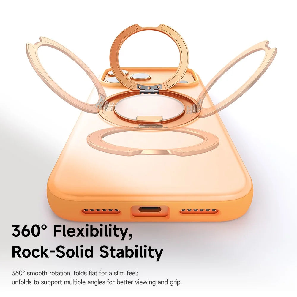 MCDODO PC-1874 for iPhone 17 Pro Magnetic Case 360° Ring Kickstand PC + TPU Phone Cover - Orange - 4