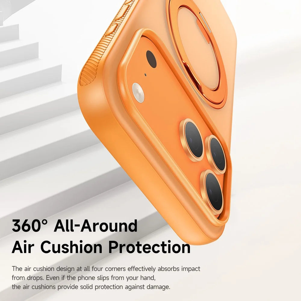 MCDODO PC-1874 for iPhone 17 Pro Magnetic Case 360° Ring Kickstand PC + TPU Phone Cover - Orange - 5
