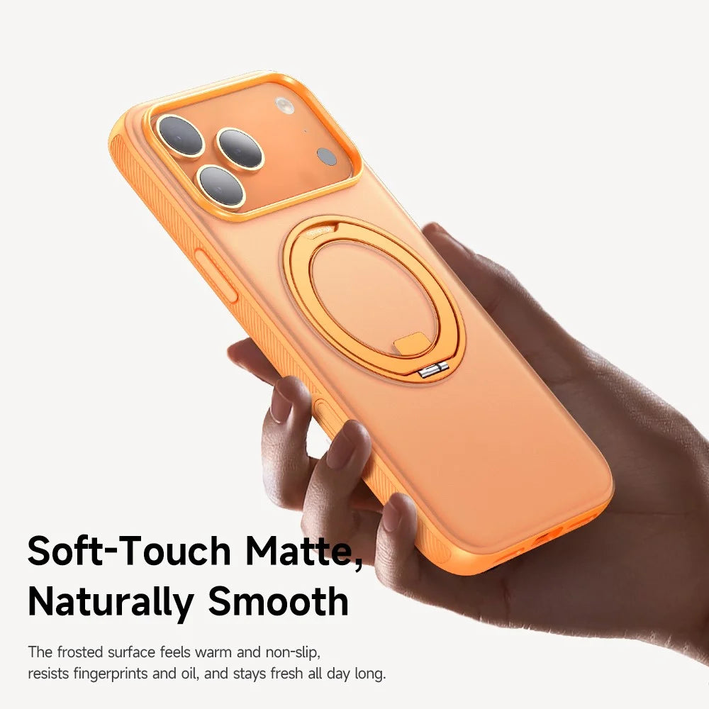 MCDODO PC-1874 for iPhone 17 Pro Magnetic Case 360° Ring Kickstand PC + TPU Phone Cover - Orange - 7