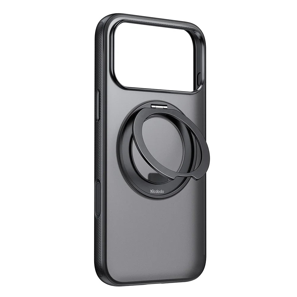 MCDODO PC-1872 for iPhone 17 Pro Max Magnetic Case 360° Ring Kickstand PC + TPU Phone Cover - Black - 2