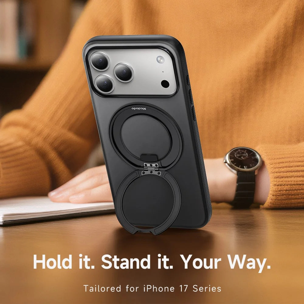 MCDODO PC-1872 for iPhone 17 Pro Max Magnetic Case 360° Ring Kickstand PC + TPU Phone Cover - Black - 3