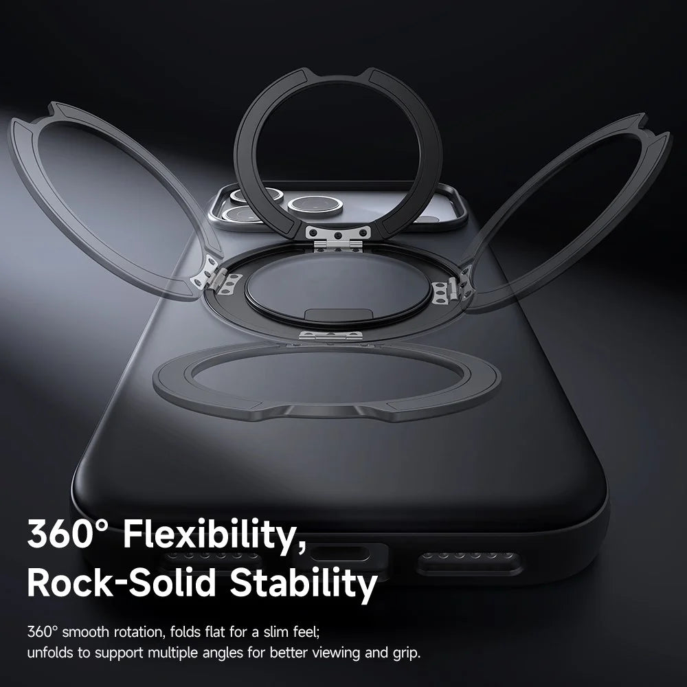 MCDODO PC-1872 for iPhone 17 Pro Max Magnetic Case 360° Ring Kickstand PC + TPU Phone Cover - Black - 4