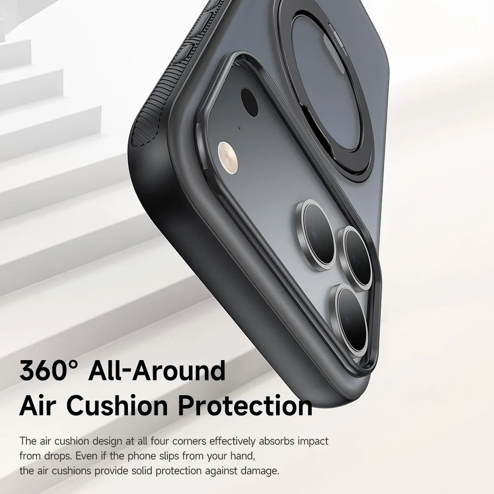 MCDODO PC-1872 for iPhone 17 Pro Max Magnetic Case 360° Ring Kickstand PC + TPU Phone Cover - Black - 5