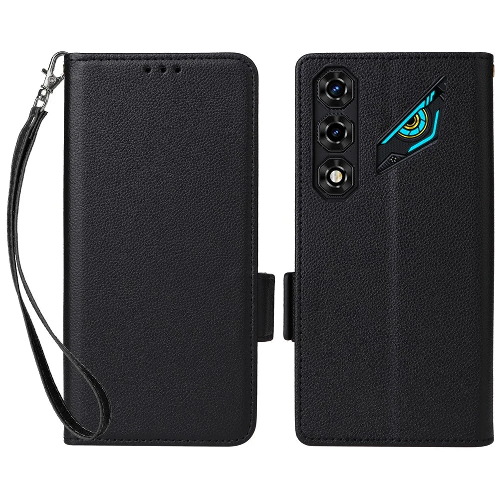 For ZTE nubia Neo 5G Case Litchi Texture Wallet Leather Phone Cover with Wrist Strap - Black - 1