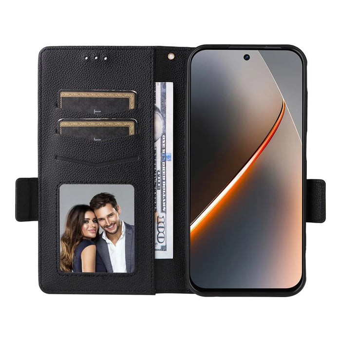 For ZTE nubia Neo 5G Case Litchi Texture Wallet Leather Phone Cover with Wrist Strap - Black - 2