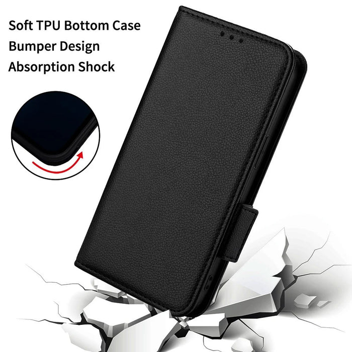For ZTE nubia Neo 5G Case Litchi Texture Wallet Leather Phone Cover with Wrist Strap - Black - 6