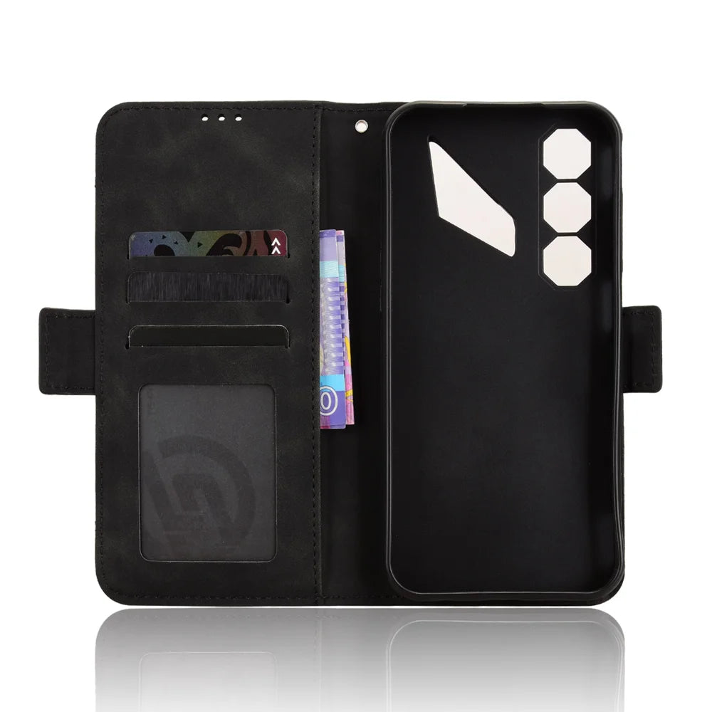 For ZTE nubia Neo 5G Leather Case Phone Wallet Cover with Multiple Card Slots - Black - 4