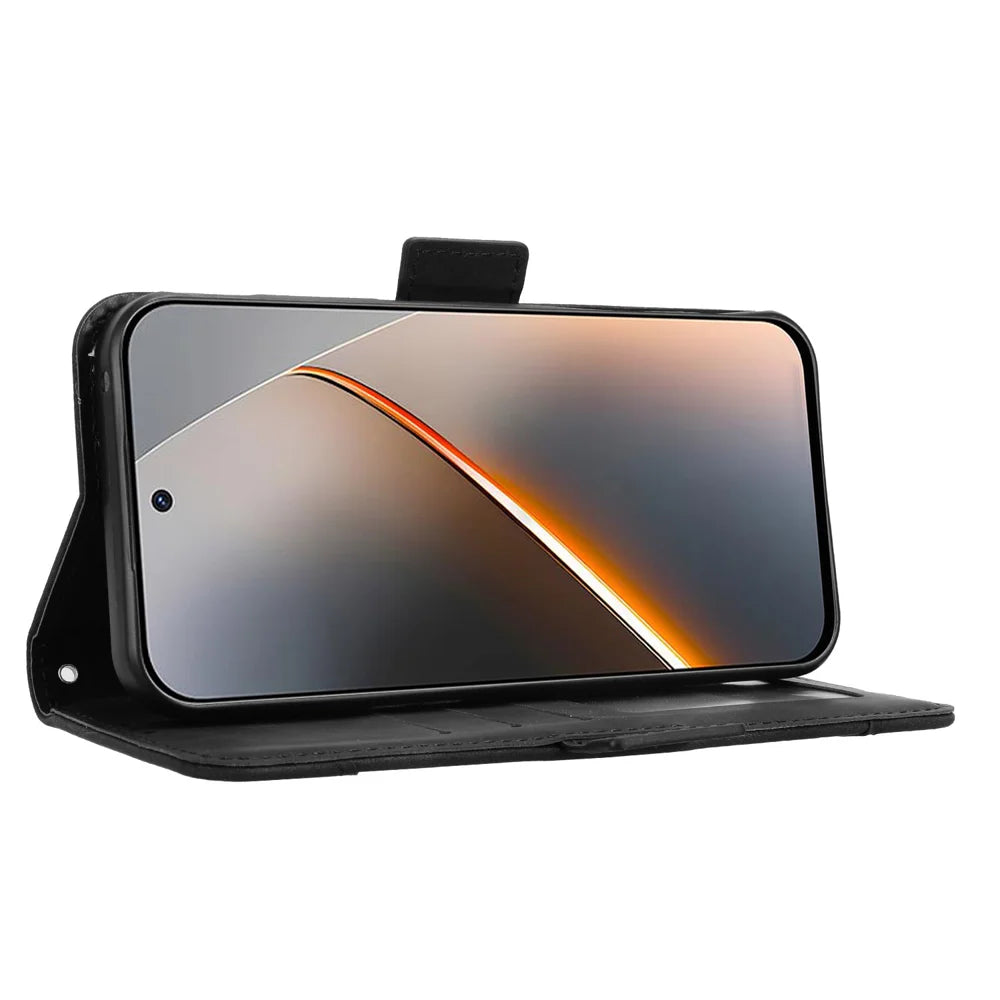 For ZTE nubia Neo 5G Leather Case Phone Wallet Cover with Multiple Card Slots - Black - 6