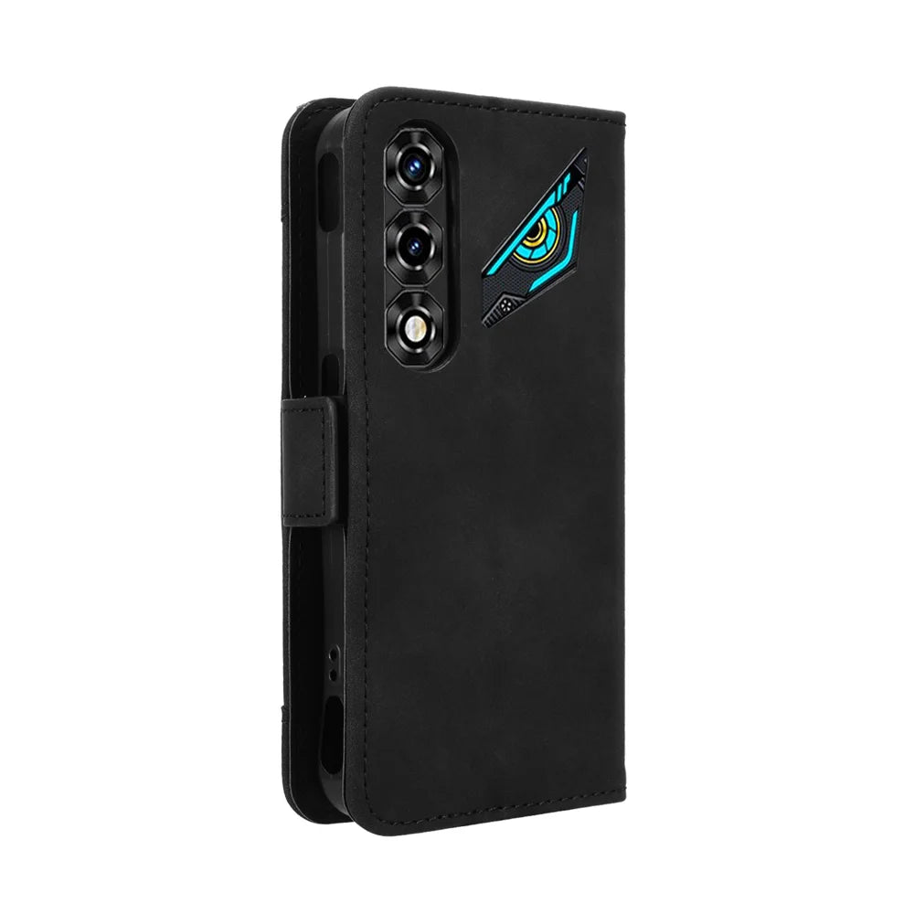 For ZTE nubia Neo 5G Leather Case Phone Wallet Cover with Multiple Card Slots - Black - 7