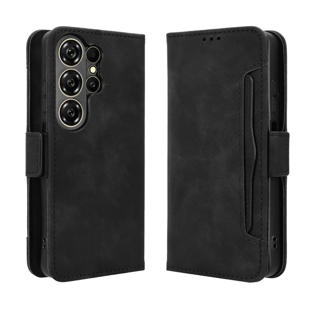 For Oukitel C26 Leather Case Phone Wallet Cover with Multiple Card Slots - Black - 1