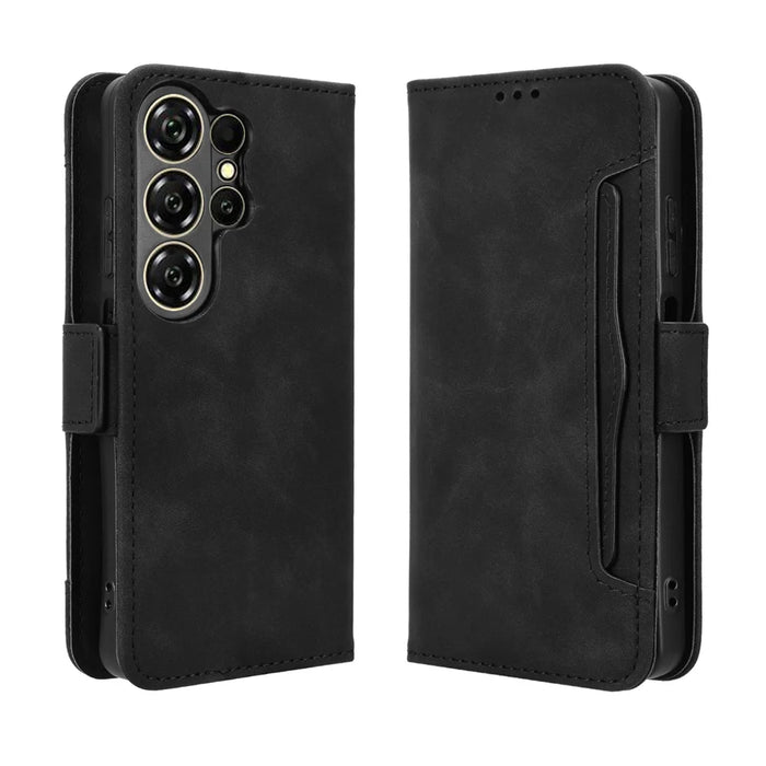 For Oukitel C26 Leather Case Phone Wallet Cover with Multiple Card Slots - Black - 1