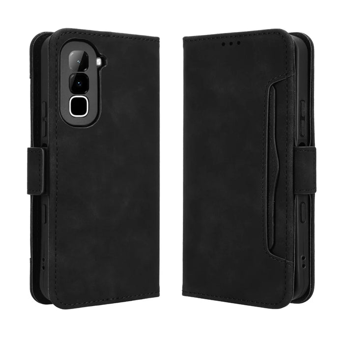 For Infinix Hot 70 Leather Case Phone Wallet Cover with Multiple Card Slots - Black - 1