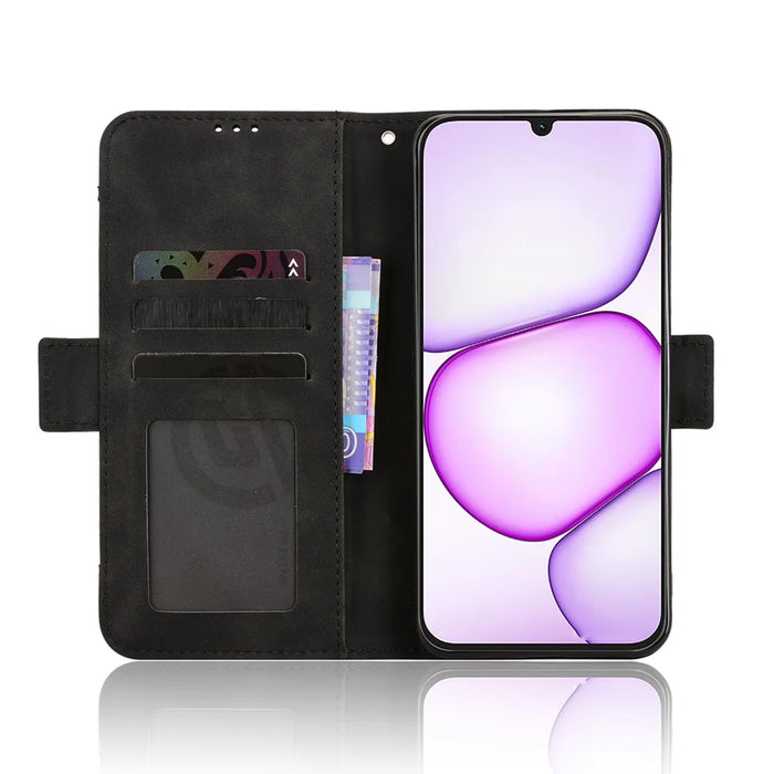 For Realme C100x 4G / Realme C100i 4G Leather Case Phone Wallet Cover with Multiple Card Slots - Black - 5