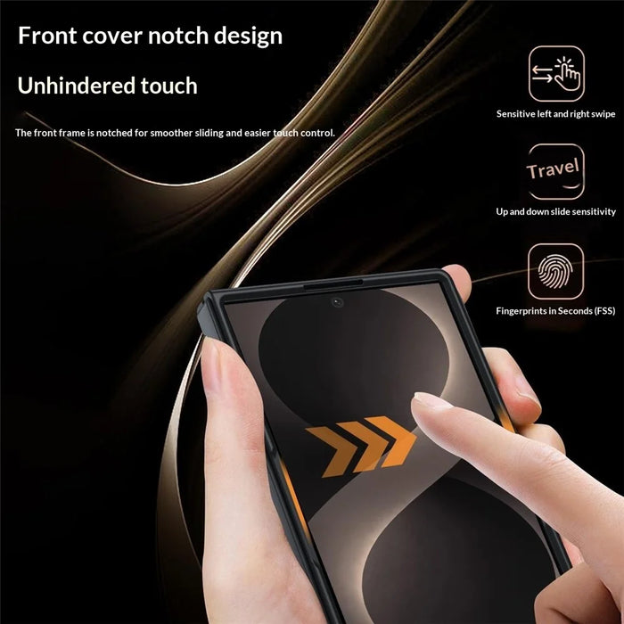 For Samsung Galaxy Z Fold8 Case Leather + PC Hard Phone Cover Carbon Fiber Texture - Black - 6
