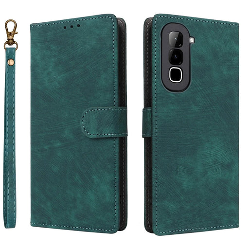 For Infinix Hot 70 Case Wallet RFID Blocking PU Leather Phone Cover Stand with Strap - Green - 1