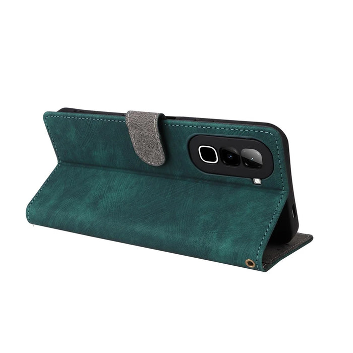 For Infinix Hot 70 Case Wallet RFID Blocking PU Leather Phone Cover Stand with Strap - Green - 4