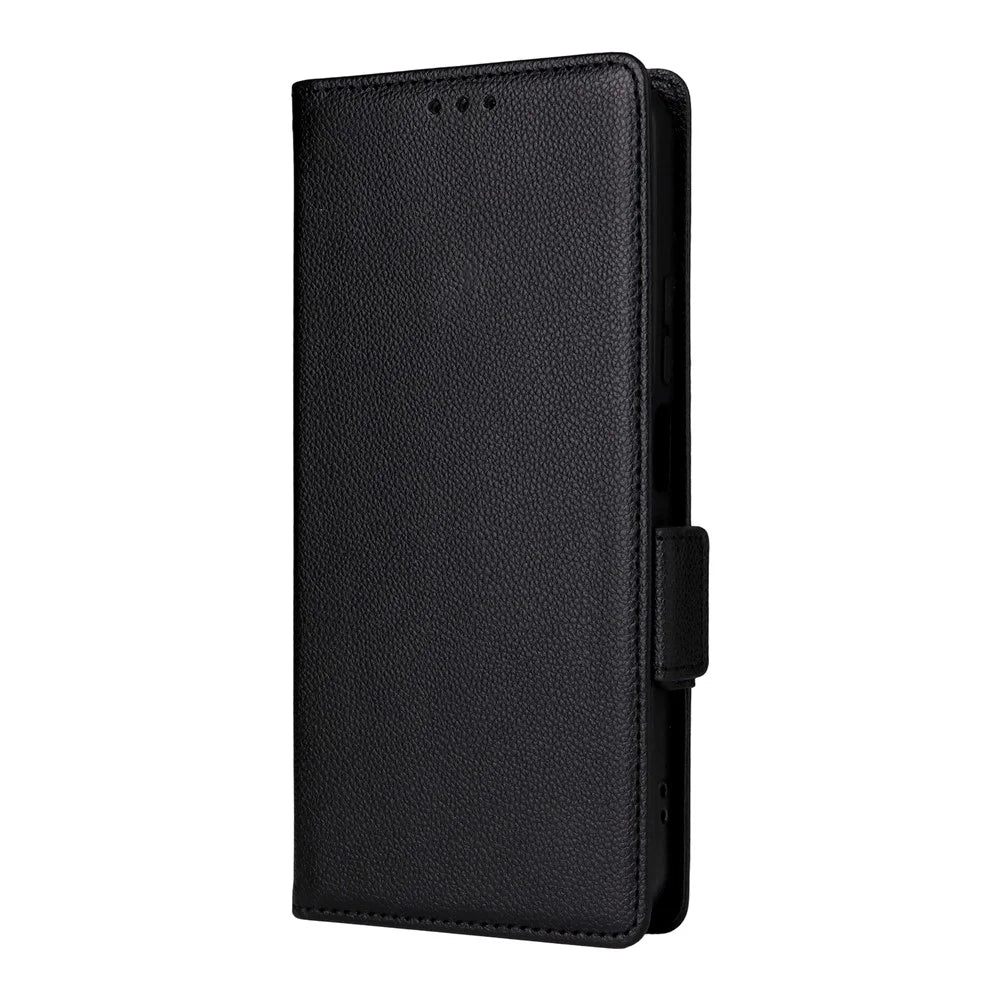 Case for Realme C100 4G / C100i 4G / C100x 4G Litchi Texture Wallet Leather Phone Cover with Wrist Strap - Black - 7