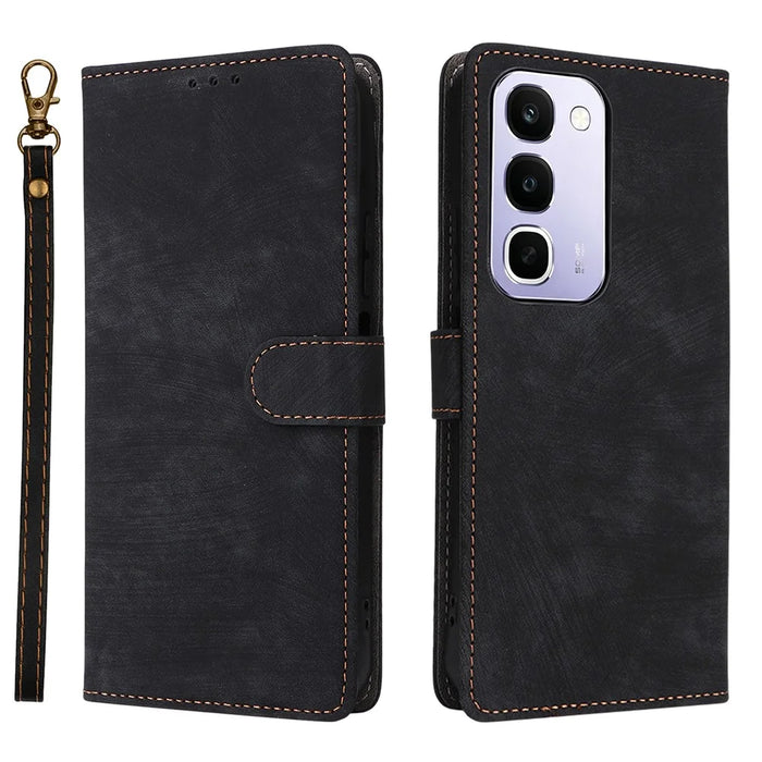 Case for Realme C100 4G / C100i 4G / C100x 4G Wallet RFID Blocking PU Leather Phone Cover Stand with Strap - Black - 1
