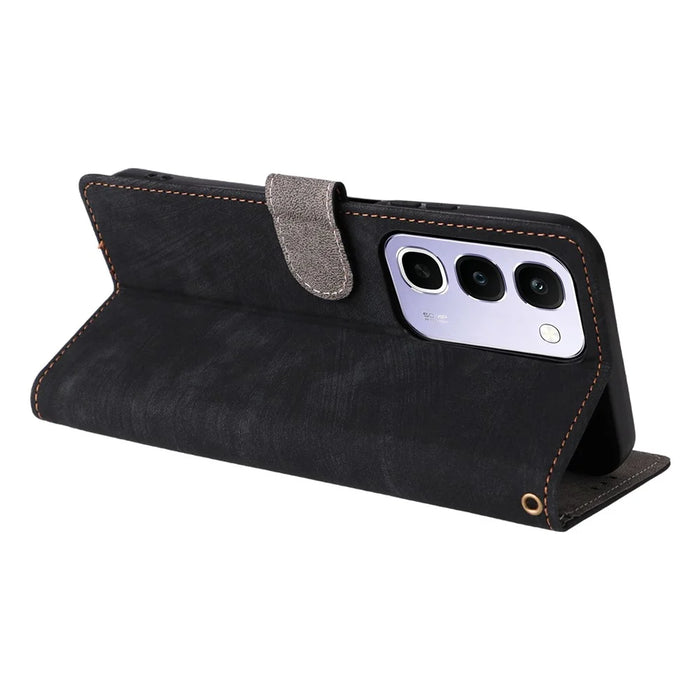 Case for Realme C100 4G / C100i 4G / C100x 4G Wallet RFID Blocking PU Leather Phone Cover Stand with Strap - Black - 4