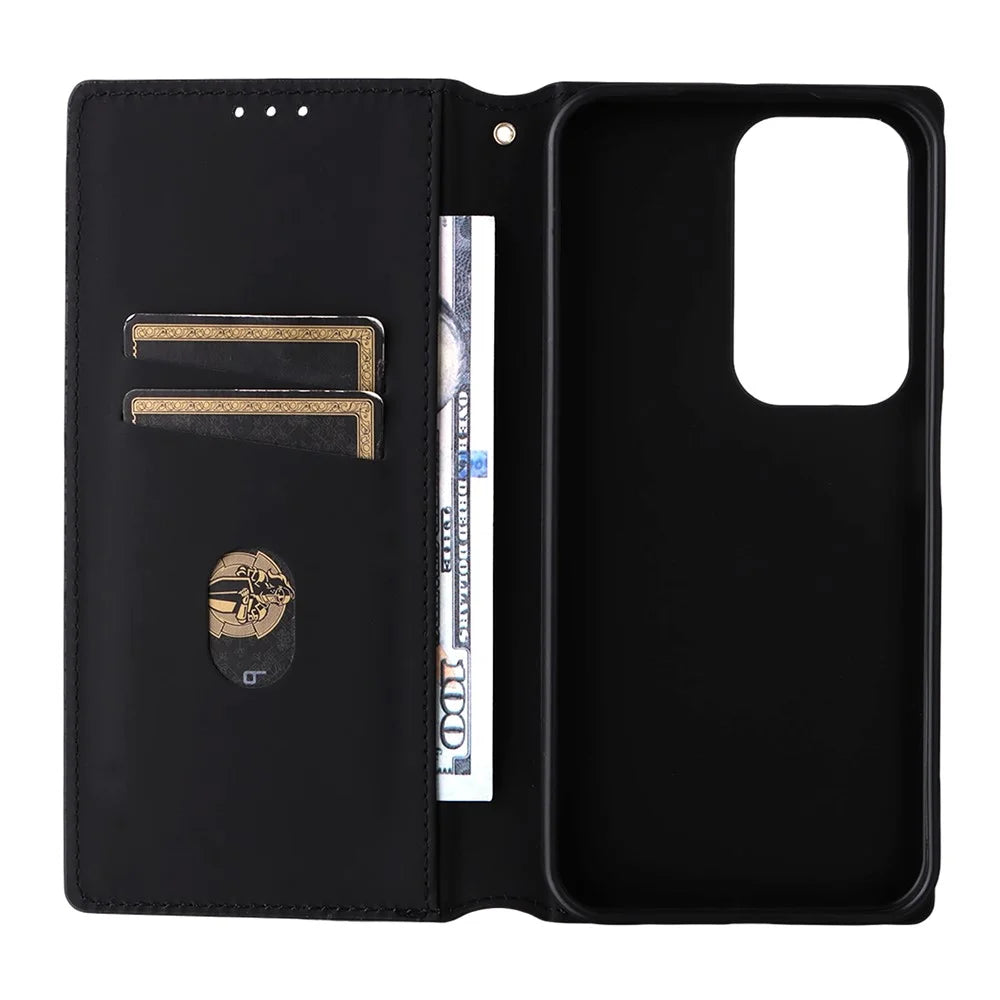 Case for Realme C100 4G / C100i 4G / C100x 4G Wallet Rhombus Imprinted PU Leather Phone Cover - Black - 5