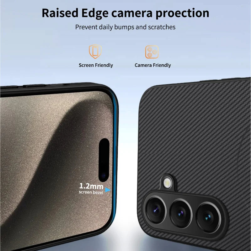 WANLONFENG for Samsung Galaxy S26 FE TQ1 Series Magnetic Case Carbon Fiber Texture PC TPU Phone Cover with 2Pcs Screen Films - Black - 3