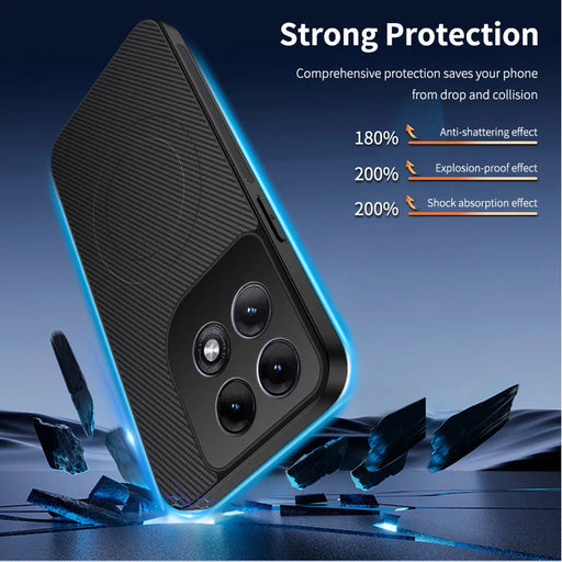 WANLONFENG for Motorola Edge 70 Pro 5G TQ1 Series Magnetic Case Carbon Fiber Texture PC TPU Phone Cover with 2Pcs Screen Films - Black - 2