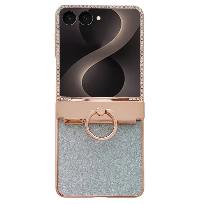 For Samsung Galaxy Z Flip8 Case Glitter Design Rhinestone Decor Hard PC Phone Cover - Blue - 1