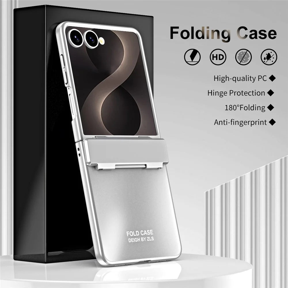 For Samsung Galaxy Z Flip8 Case Electroplating Hard PC Protective Phone Cover with Screen Protector - Silver - 3