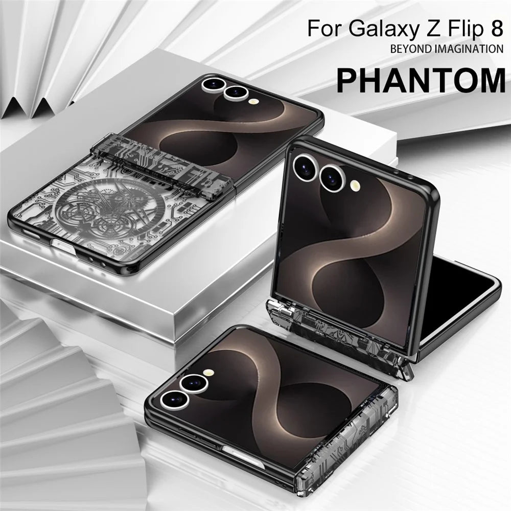 For Samsung Galaxy Z Flip8 Case Mechanical Legend Electroplating PC Phone Cover with Rear Screen Film - Black - 4