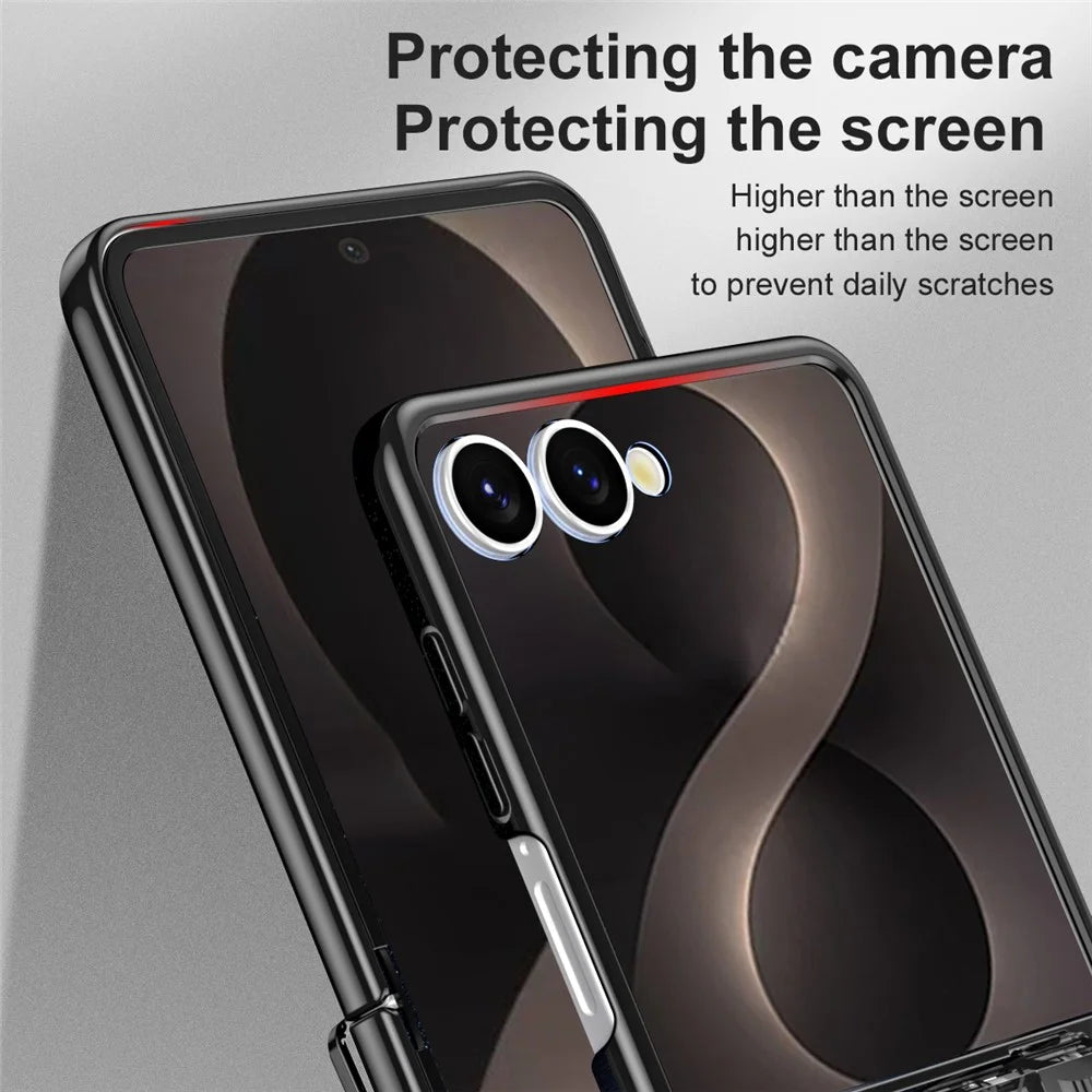 For Samsung Galaxy Z Flip8 Case Mechanical Legend Electroplating PC Phone Cover with Rear Screen Film - Black - 6