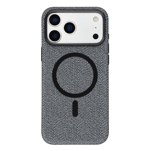 X-LEVEL For iPhone 17 Pro Magnetic Case Herringbone Pattern Leather + PC + TPU Phone Cover - Black - 2