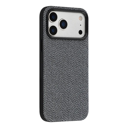 X-LEVEL For iPhone 17 Pro Case Herringbone Pattern Leather + PC + TPU Phone Back Cover - Black - 1