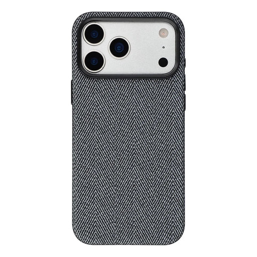 X-LEVEL For iPhone 17 Pro Case Herringbone Pattern Leather + PC + TPU Phone Back Cover - Black - 2
