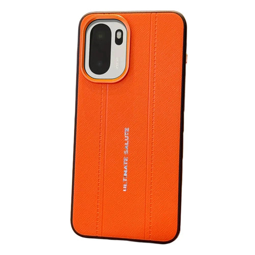 For OnePlus Ace 6 5G / 15R 5G Case Leather Texture PC + TPU Anti-slip Phone Protective Cover - Orange - 1