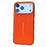 For iPhone 17 Pro Max Case Leather Texture PC + TPU Anti-slip Phone Protective Cover - Orange - 1