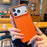 For iPhone 17 Pro Max Case Leather Texture PC + TPU Anti-slip Phone Protective Cover - Orange - 2