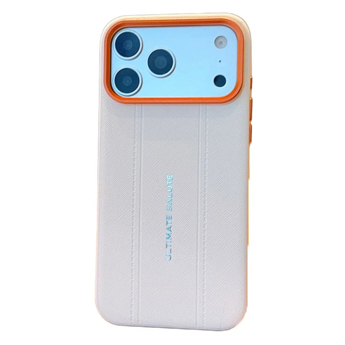 For iPhone 17 Pro Case Leather Texture PC + TPU Anti-slip Phone Protective Cover - White - 1