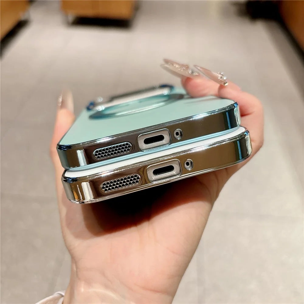 For Xiaomi 17 Pro Magnetic Case Rotatable Kickstand TPU PC Matte Phone Cover with Tempered Glass Film - Baby Blue - 6