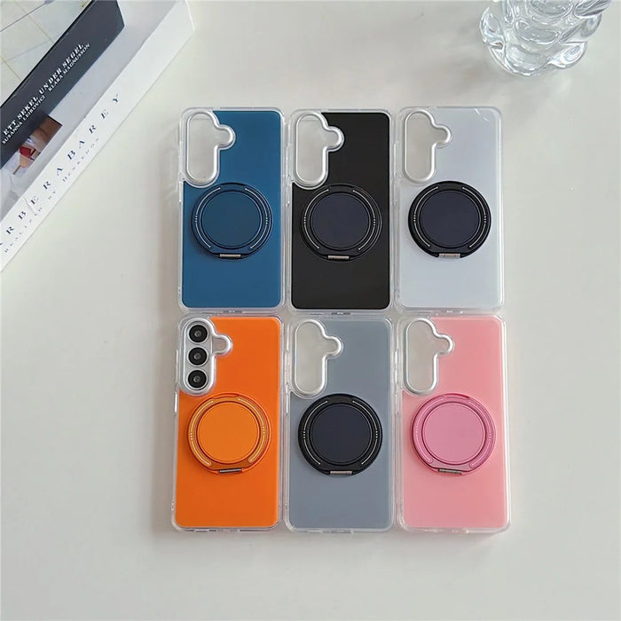 For Samsung Galaxy S26 Case Rotating Ring Holder Kickstand TPU + Acrylic Shockproof Phone Cover - Orange - 7