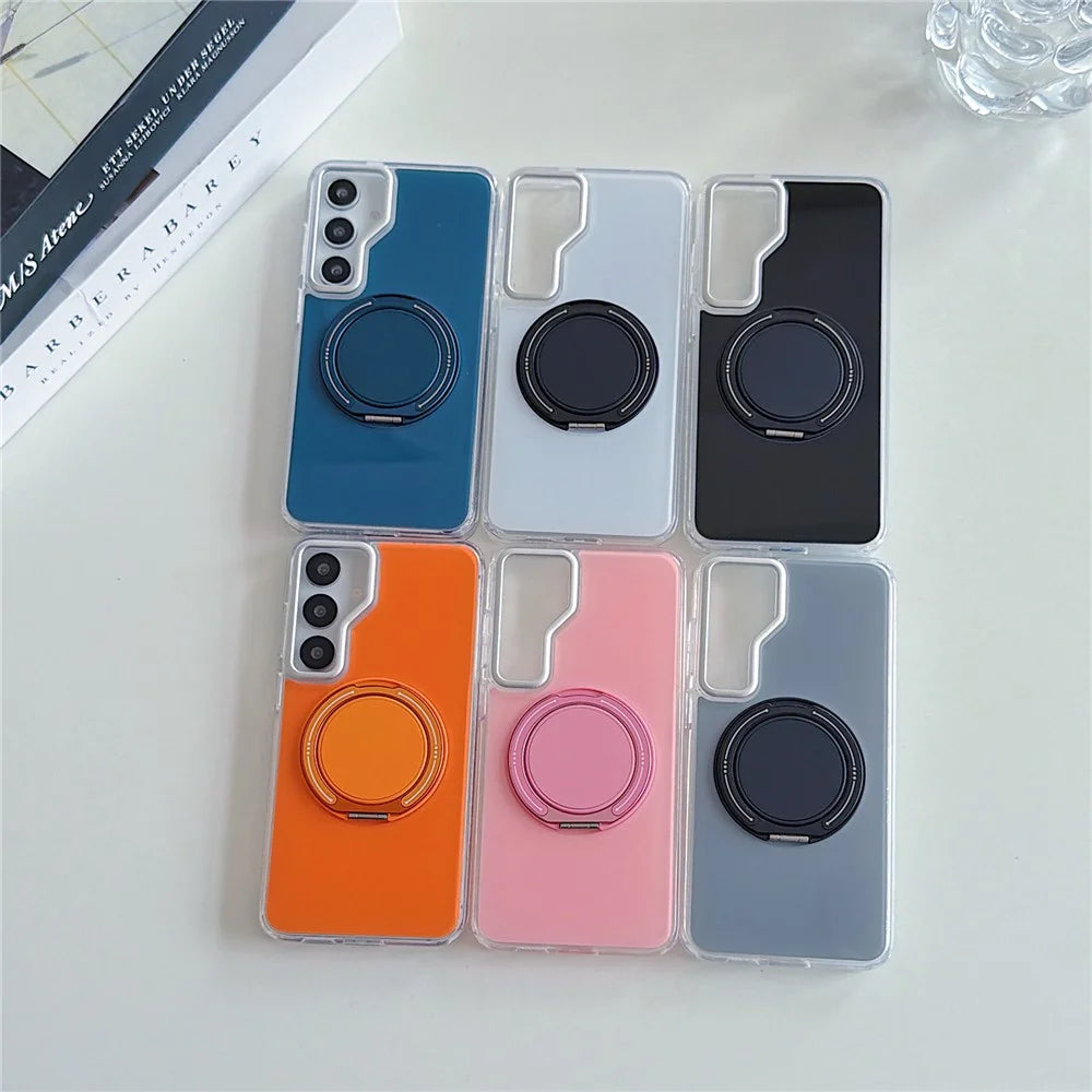 For Samsung Galaxy S25+ / S24+ Case Rotating Ring Holder Kickstand TPU + Acrylic Shockproof Phone Cover - Orange - 7