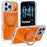 For iPhone 17 Pro Max Case Rotating Ring Holder Kickstand TPU + Acrylic Shockproof Phone Cover - Orange - 1