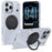 For iPhone 17 Pro Case Rotating Ring Holder Kickstand TPU + Acrylic Shockproof Phone Cover - White - 1