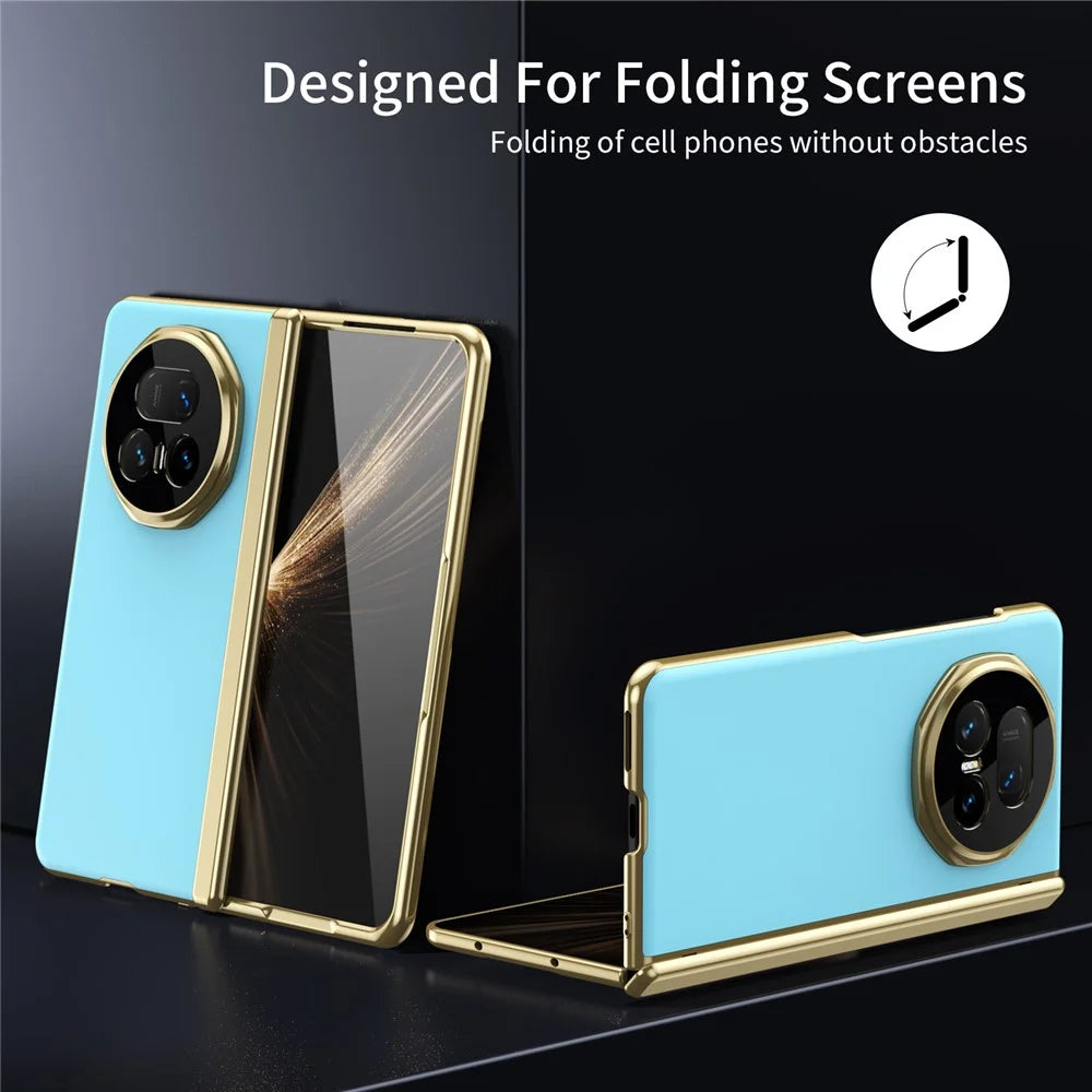 For Honor Magic V5 5G Case AG Matte Hard PC Folding Phone Cover with Tempered Glass Film - Baby Blue - 2