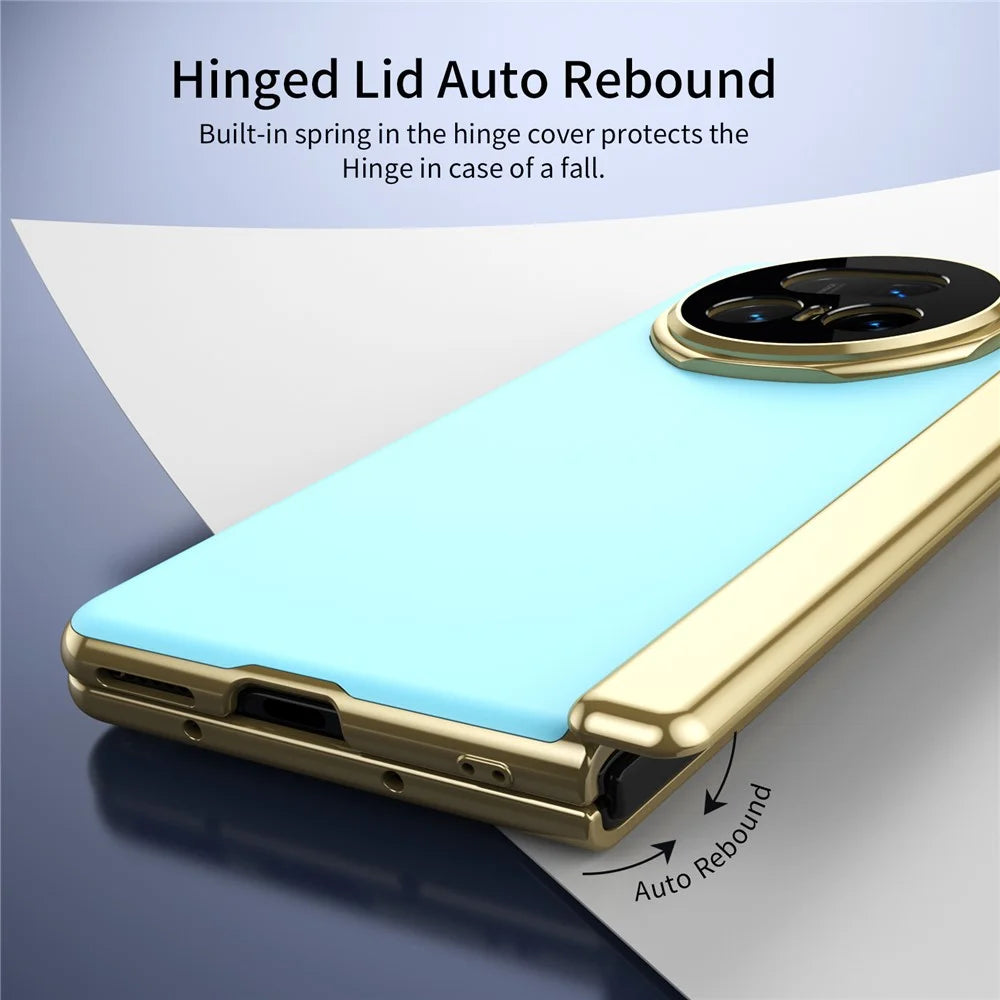 For Honor Magic V5 5G Case AG Matte Hard PC Folding Phone Cover with Tempered Glass Film - Baby Blue - 7