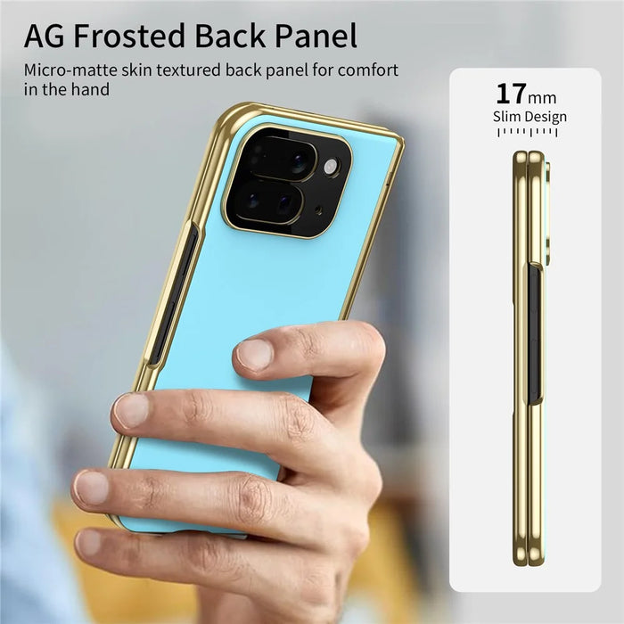 For Google Pixel 10 Pro Fold Case AG Matte Hard PC Folding Phone Cover with Tempered Glass Film - Baby Blue - 2
