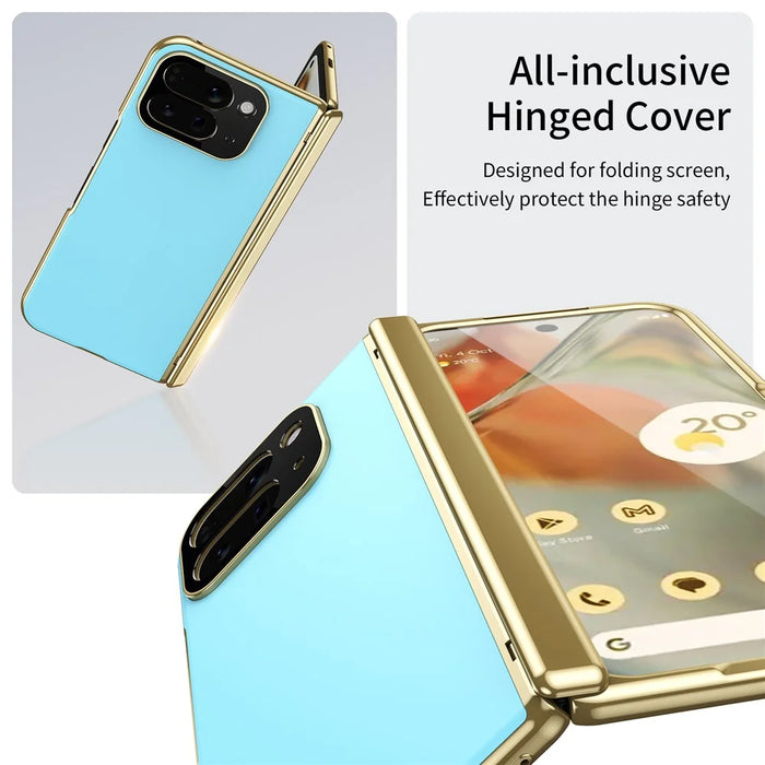 For Google Pixel 10 Pro Fold Case AG Matte Hard PC Folding Phone Cover with Tempered Glass Film - Baby Blue - 5