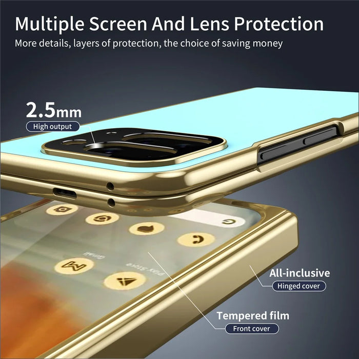 For Google Pixel 10 Pro Fold Case AG Matte Hard PC Folding Phone Cover with Tempered Glass Film - Baby Blue - 7